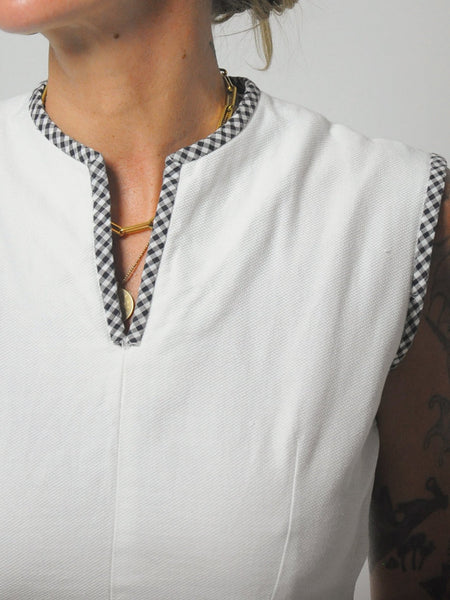 1950's Gingham Trim Crop Top
