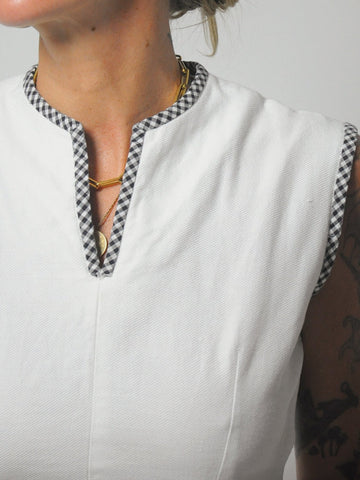 1950's Gingham Trim Crop Top