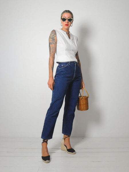 1950's Gingham Trim Crop Top