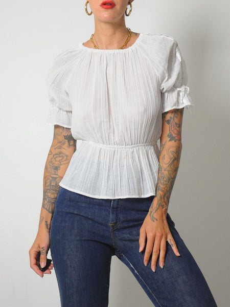 1970's Peplum Gauze Blouse
