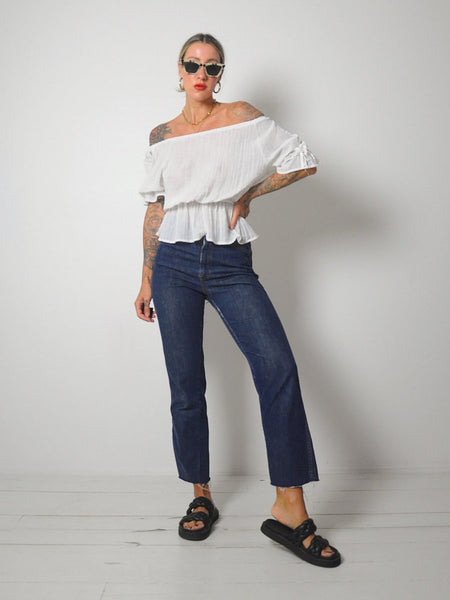 1970's Peplum Gauze Blouse