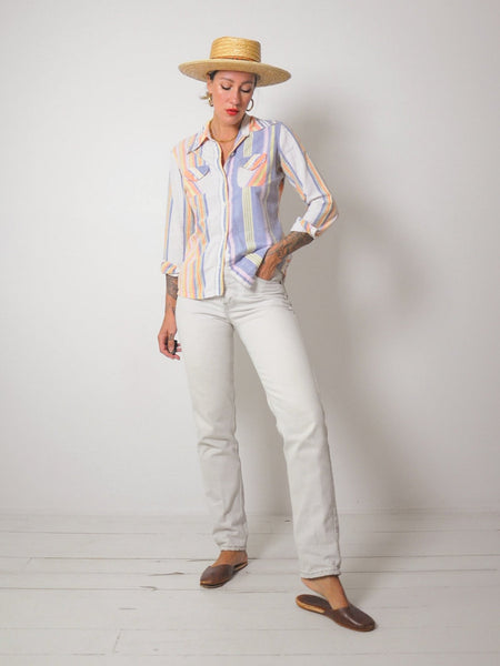 1970's Madras Stripe Cotton Blouse