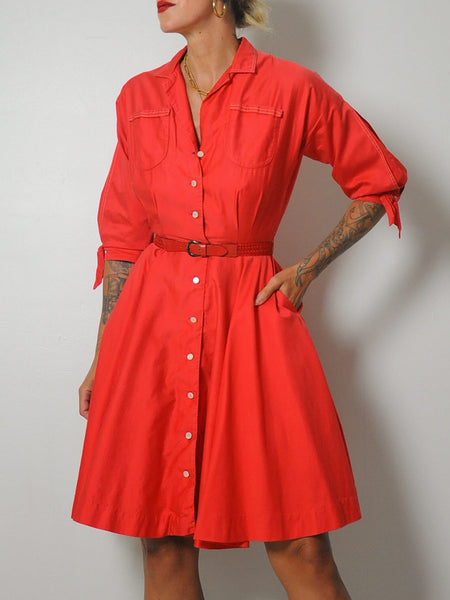 1950's Tomato Shirt Dress