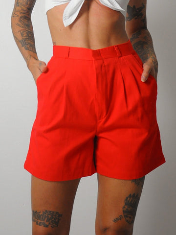 1980's Red Pleated Shorts
