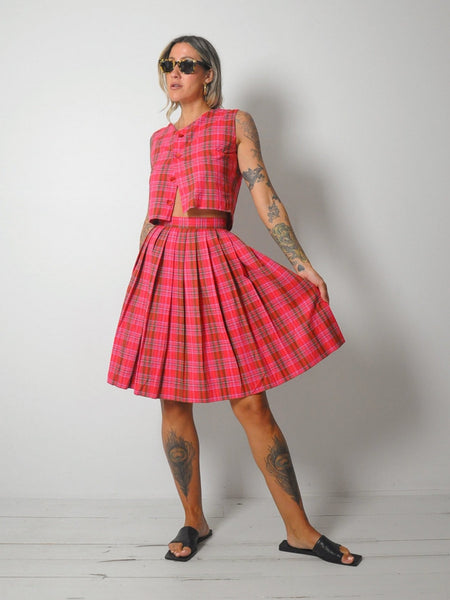 1950's Plaid 2 Piece Skirt Set