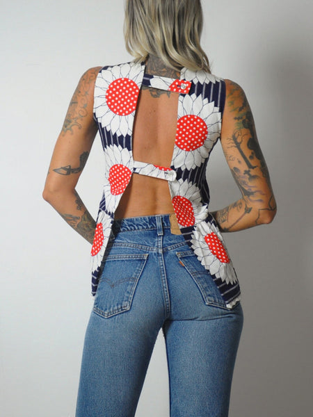 1960's Sunflower Open Back Tunic