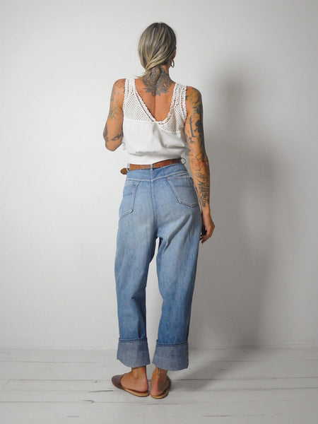 1950's Strong Reliable Side Zip Jeans 30x29