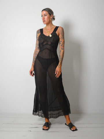 1950's Black Bias Slip Dress