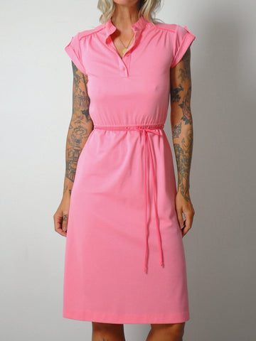 1980's Pink Jersey Shirt Dress