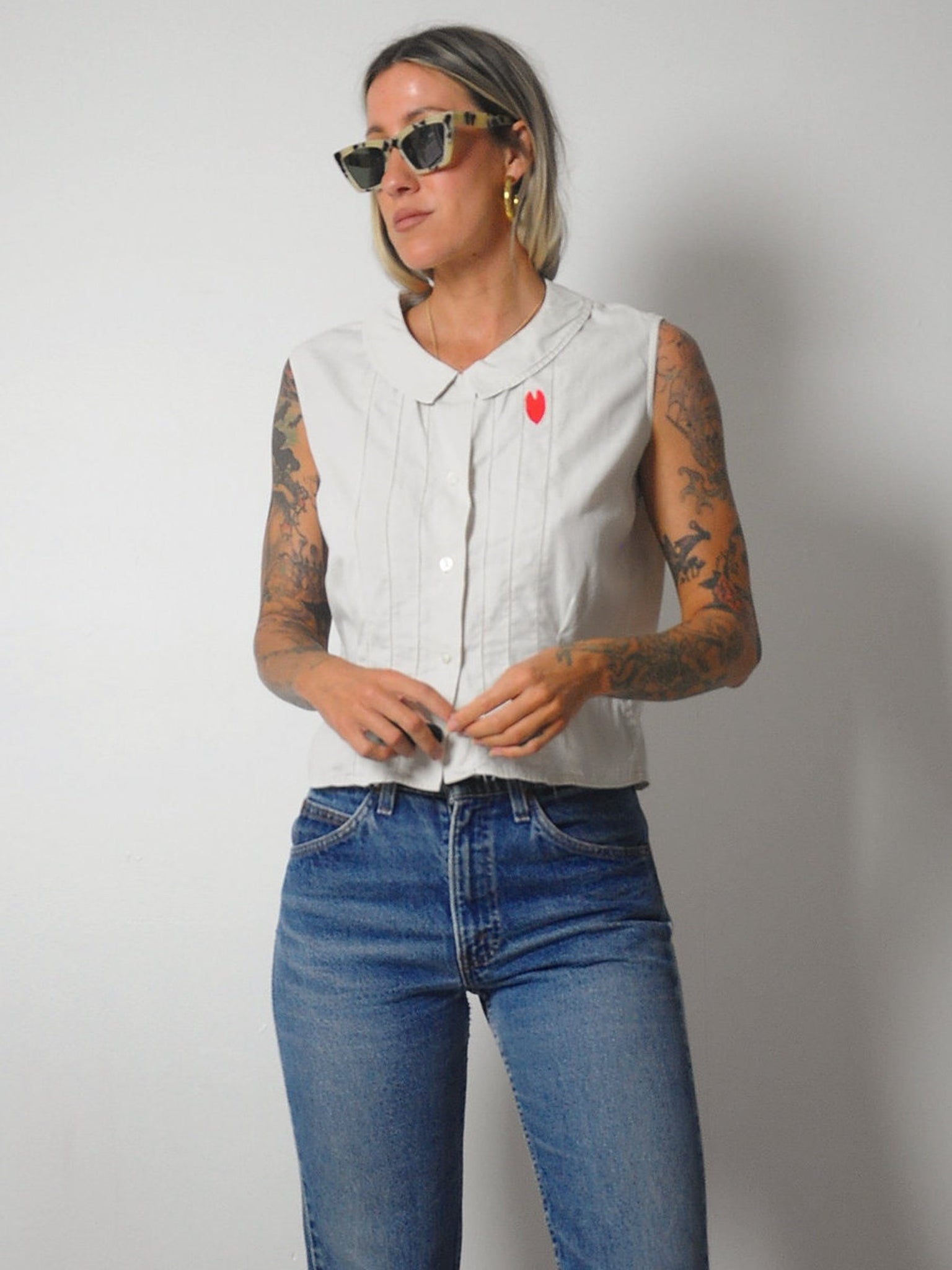 1950's Heart Loop Collar Shirt