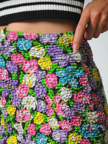 90's Bubble Knit Floral skirt