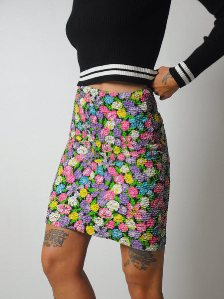 90's Bubble Knit Floral skirt