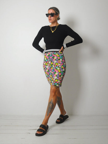 90's Bubble Knit Floral skirt