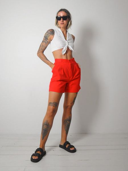 1980's Red Pleated Shorts