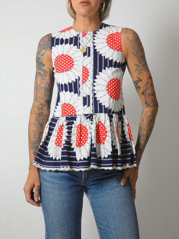 1960's Sunflower Open Back Tunic