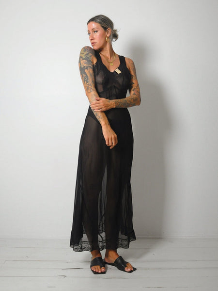 1950's Black Bias Slip Dress