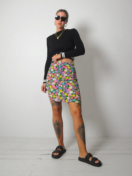90's Bubble Knit Floral skirt
