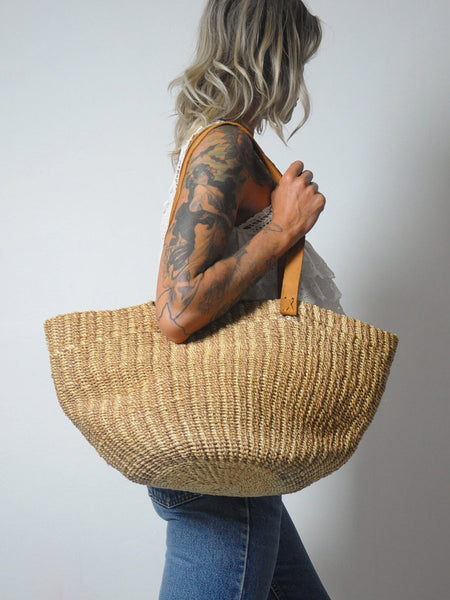 1980's Woven Jute Tote Bag