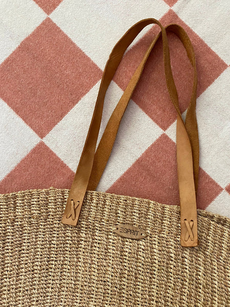 1980's Woven Jute Tote Bag