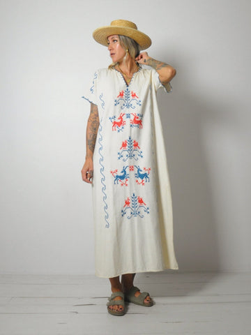 1970's Embroidered Folk Dress