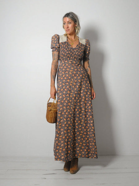 1970's Calico Floral Dress