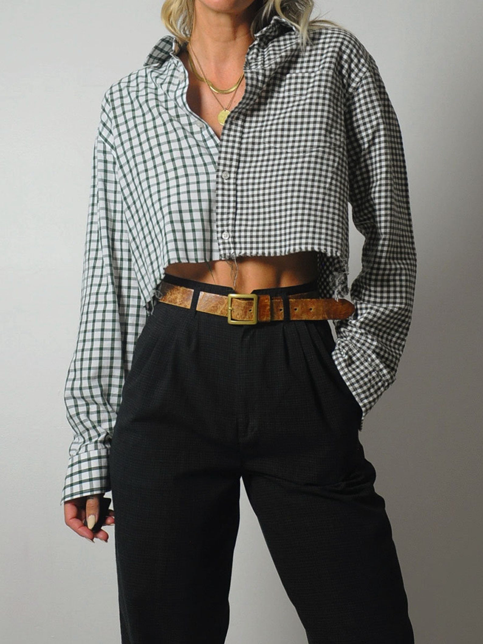 Menswear Plaid Split Shirt