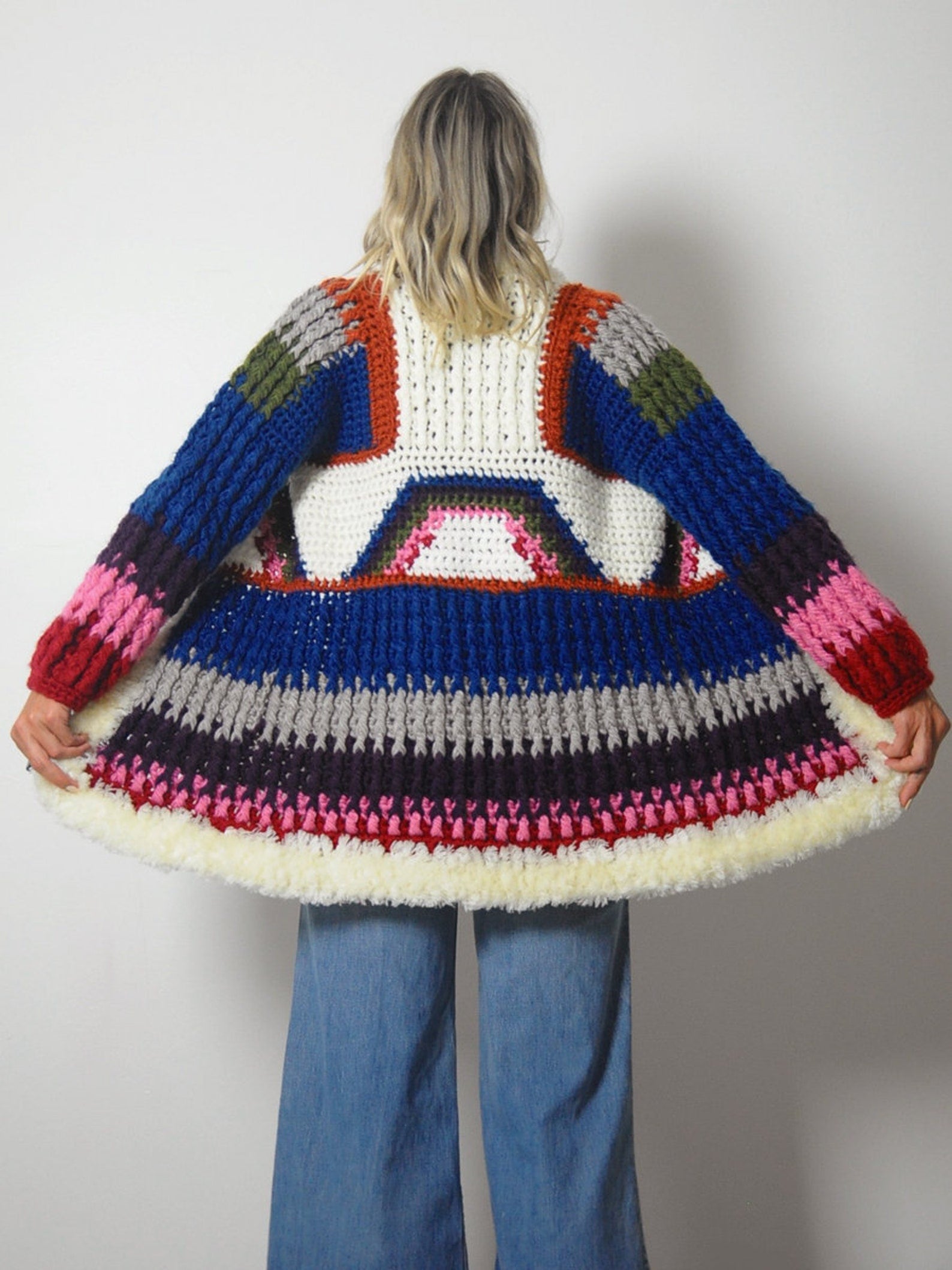 1970's Rainbow Crochet Cardigan