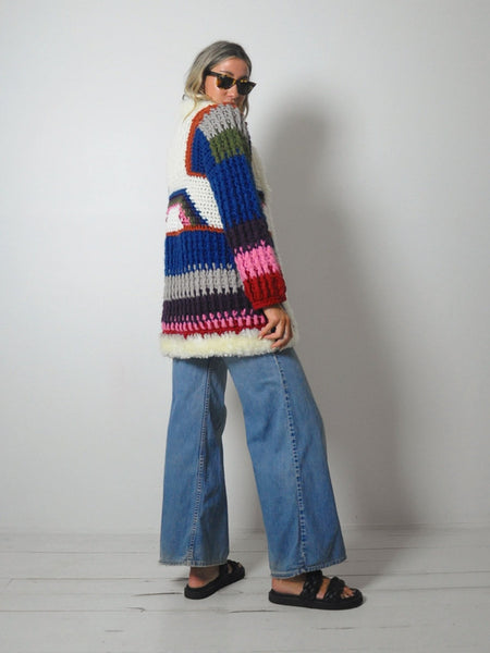 1970's Rainbow Crochet Cardigan