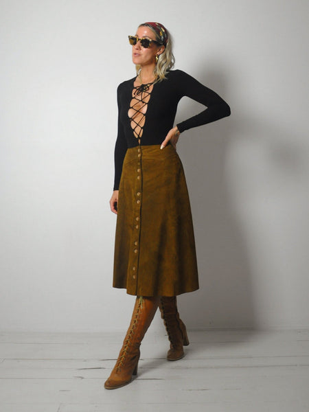 1970's Chestnut Suede Skirt