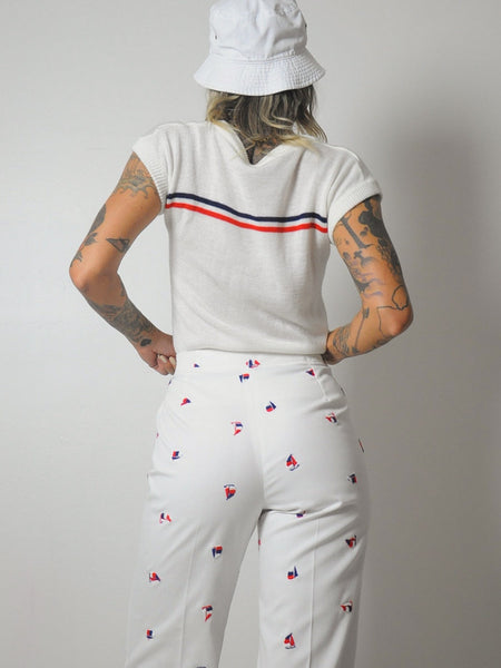 Sailboat Embroidered Trousers 26x29