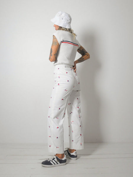 Sailboat Embroidered Trousers 26x29