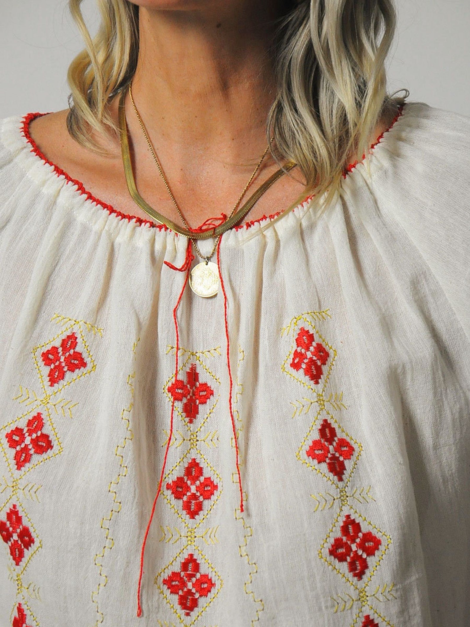 1970s Embroidered Muslin Blouse