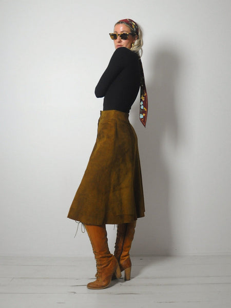 1970's Chestnut Suede Skirt