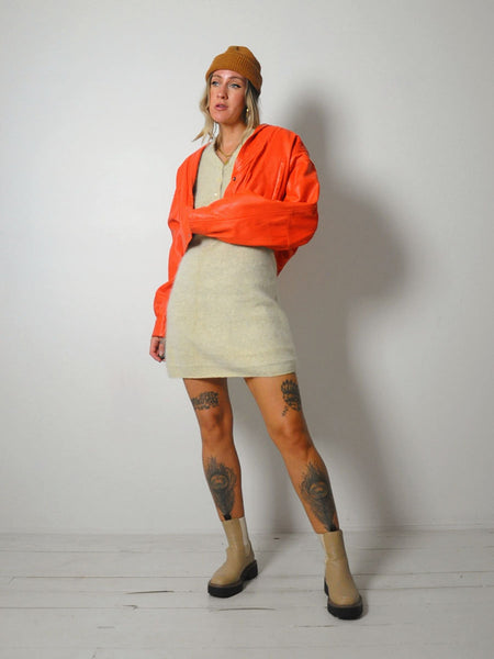 Tangerine Leather Bomber