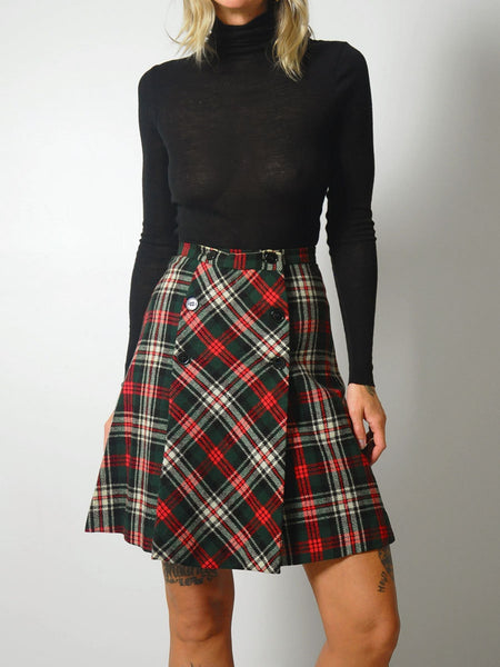 1960's Stewart Plaid Wool Skirt