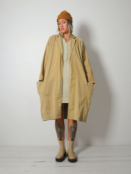 Draped Cotton Camel Duster