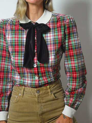 1940's Tartan Holiday Blouse