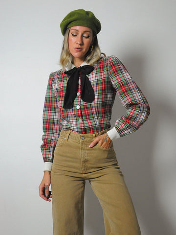 1940's Tartan Holiday Blouse