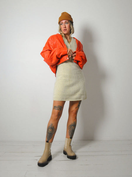 Tangerine Leather Bomber
