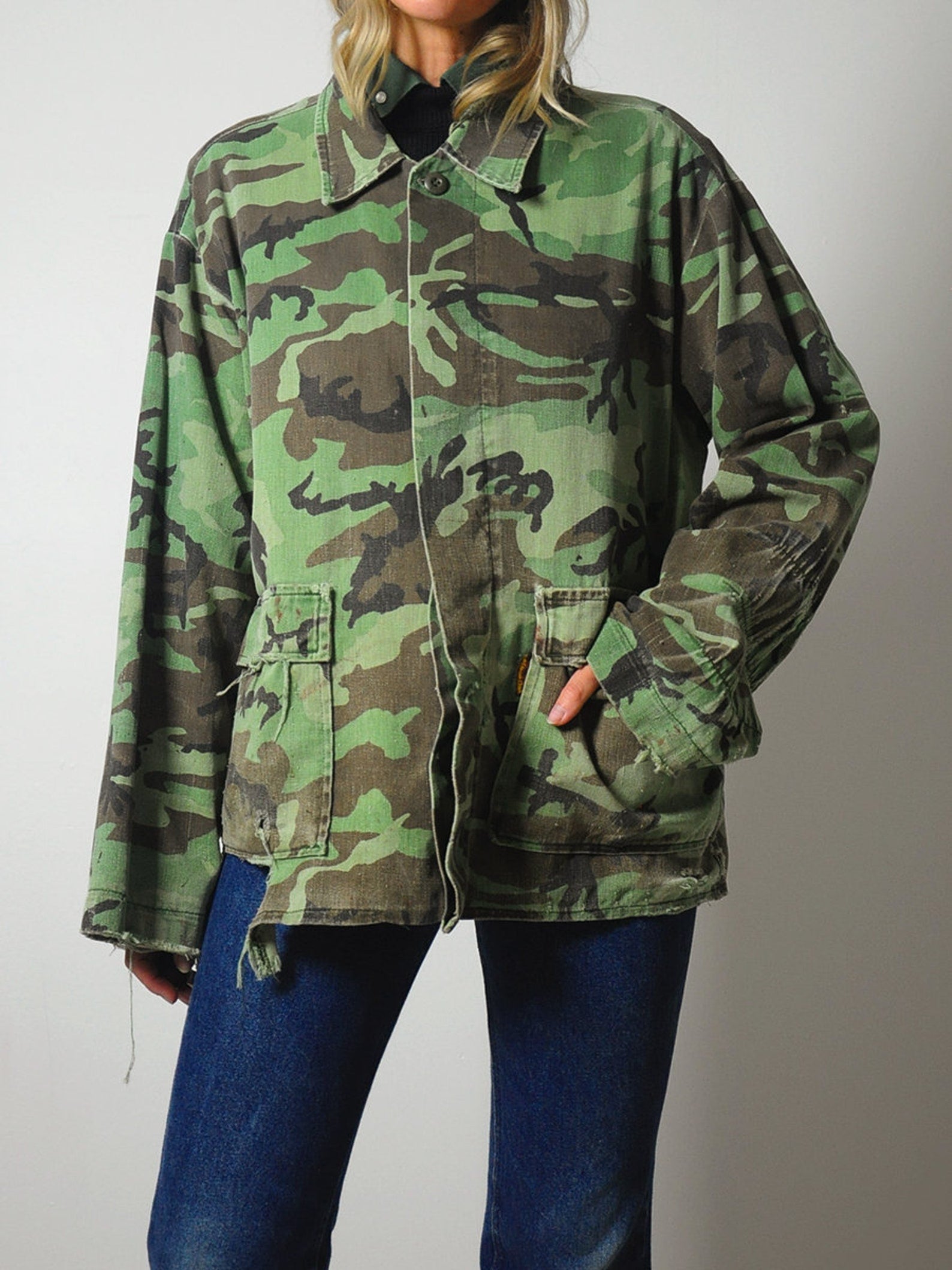 1980's Distressed Camouflage Jacket