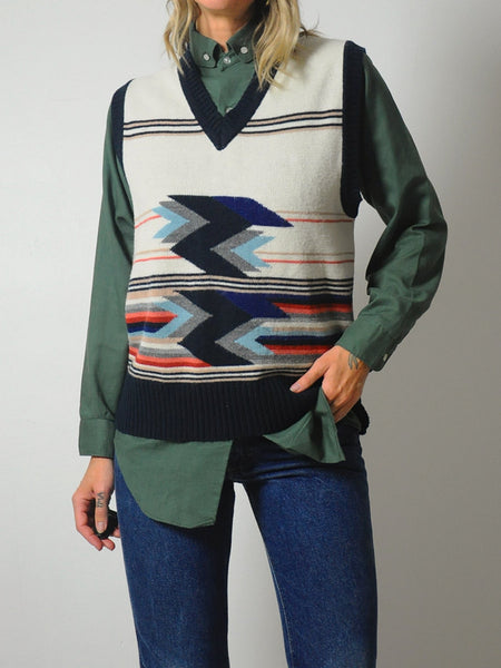 1970's Geo Striped Sweater Vest