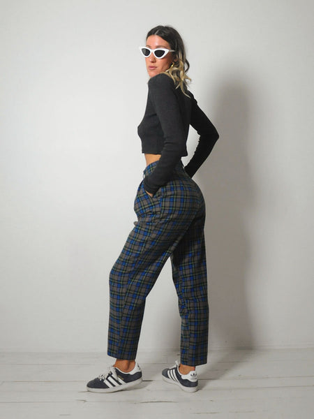 1980's Italian Plaid Trousers 26x29