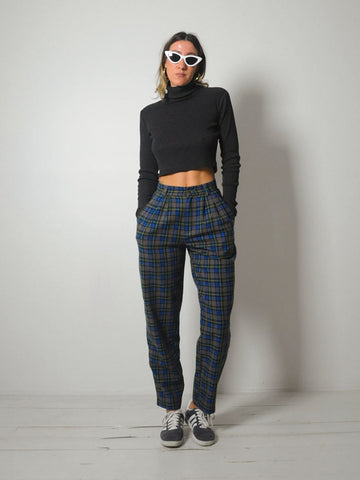 1980's Italian Plaid Trousers 26x29