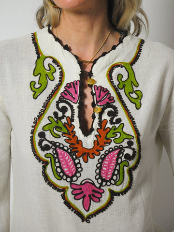 1970's Botanical Embroidered Tunic
