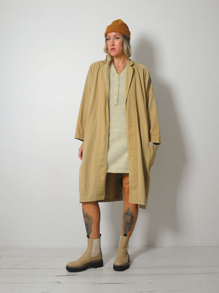 Draped Cotton Camel Duster