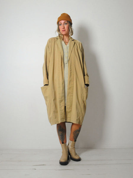 Draped Cotton Camel Duster