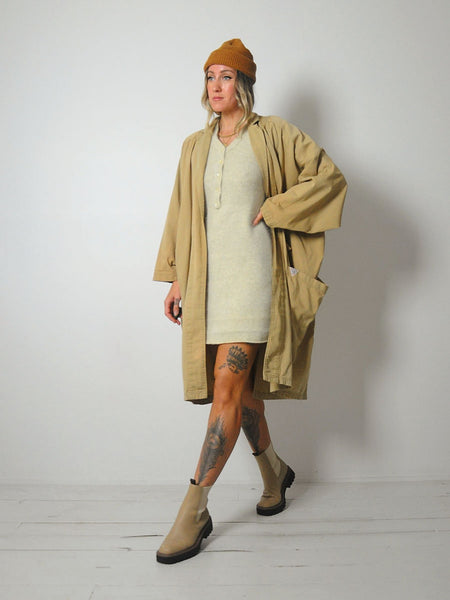 Draped Cotton Camel Duster