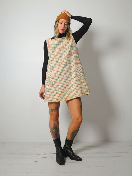 1960's Wool Grid Jumper Dress