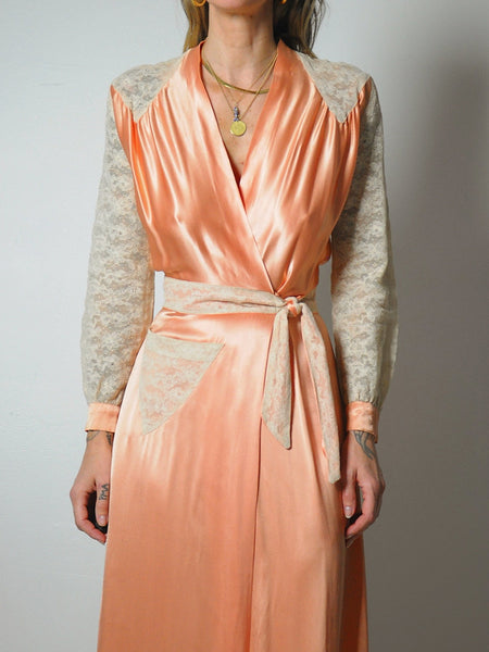1920's Silk Satin Wrap Dress