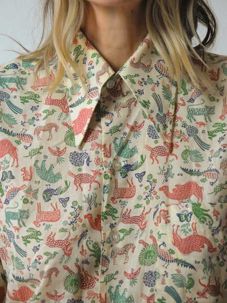1970's Folk Animal Print Shirt